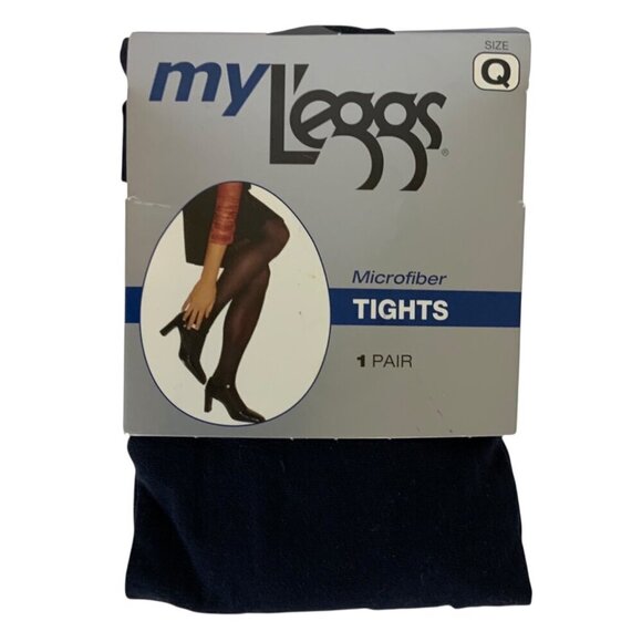 My L'eggs Microfiber Tights Black Size Q Queen Nylon Spandex Blend - Picture 1 of 3